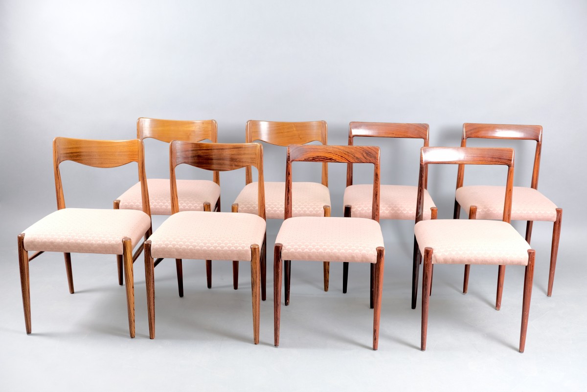 Mid-Century German Rosewood Dining Chairs from Lübke, 1960s, Set of 8
